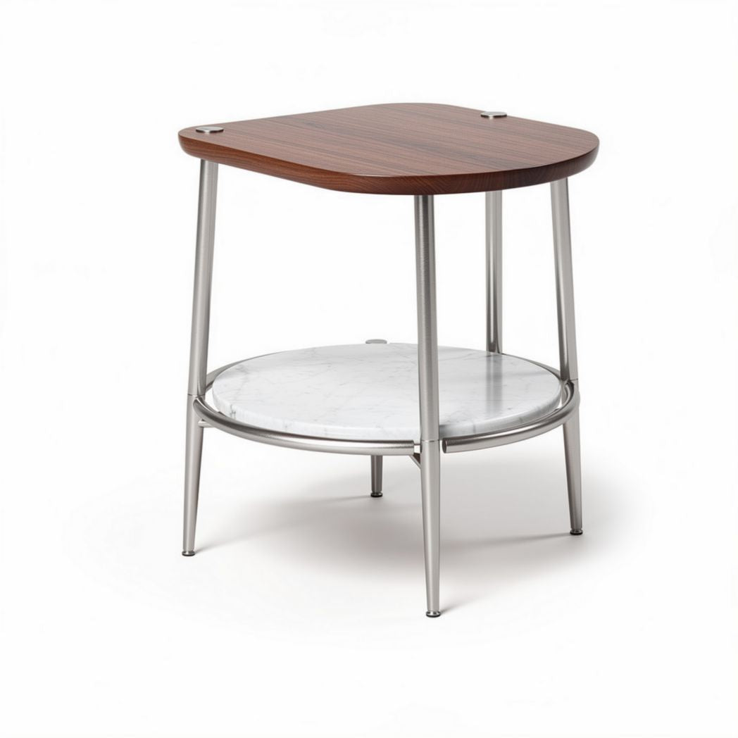 Table d'appoint en bois et marbre avec structure en métal dimensions 45 x 45 x 50cm