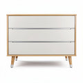 Commode en bois de chêne avec trois tiroirs couleur blanche 80 x 40 x 75cm