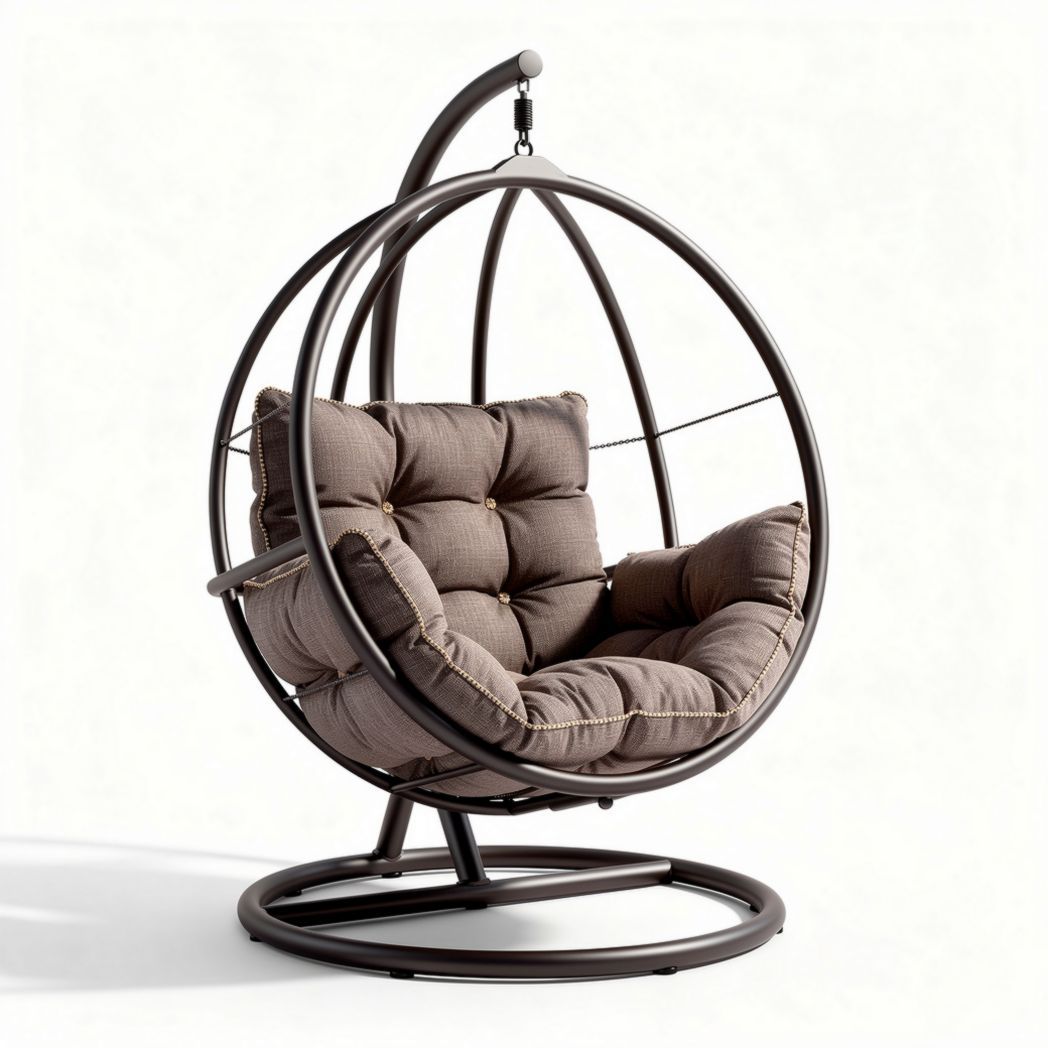 Fauteuil suspendu en acier avec coussins en tissu de 90 x 90 x 120cm couleur brun