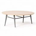 Table basse ovale en bois clair avec pieds métalliques gris 100 x 60 x 40cm