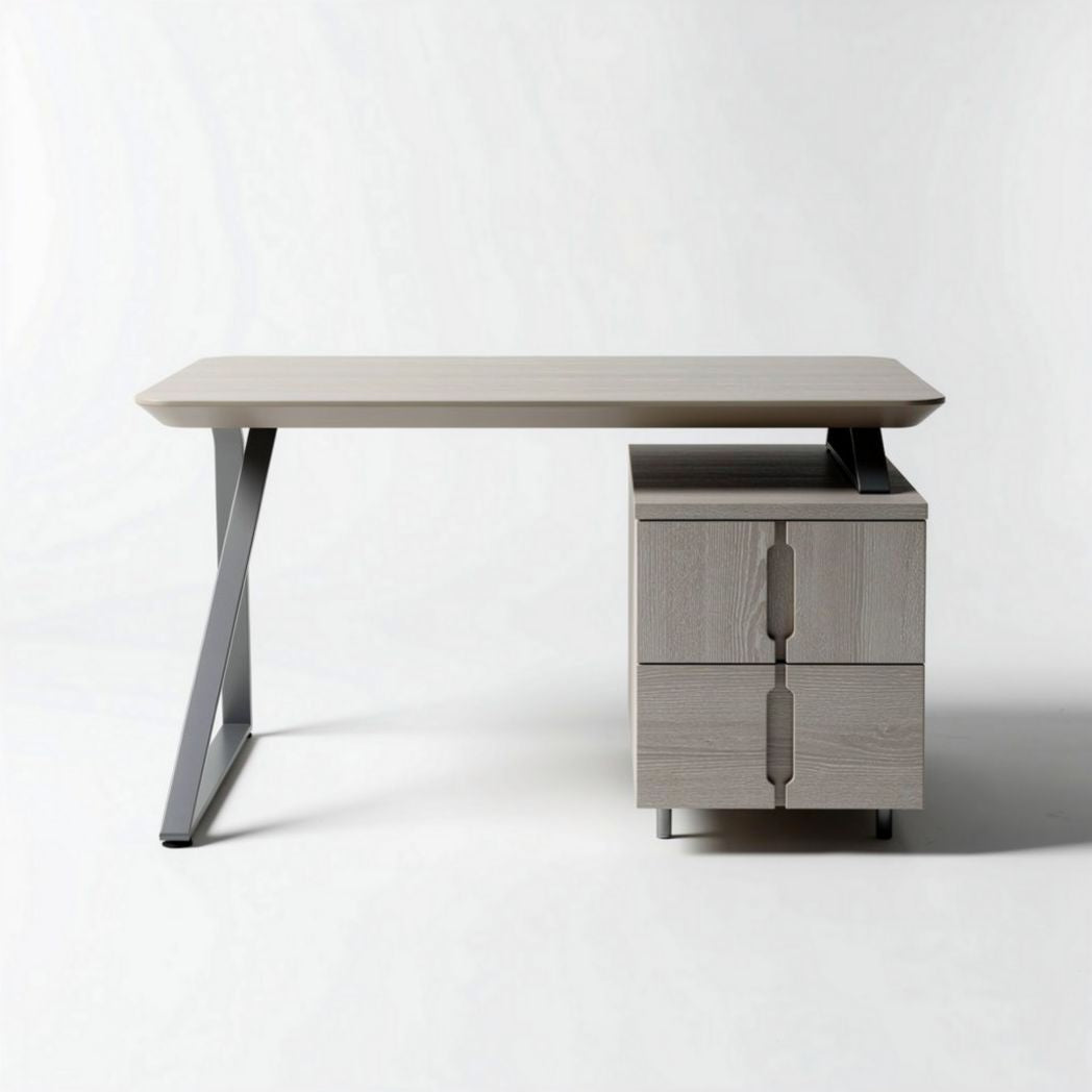 Bureau en bois gris avec espace de rangement 120 x 60 x 75cm