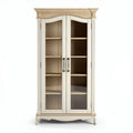 Vitrine en bois blanc avec portes en verre dimensions 80 x 40 x 180cm