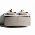 Meuble de salle de bain double vasque en terrazzo beige dimensions 90 x 45 x 25cm