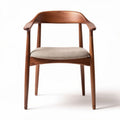 Chaise en bois de noyer avec assise en tissu beige dimensions 45 x 50 x 75cm