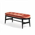 Banquette en velours orange avec structure en bois noir 120 x 40 x 45cm