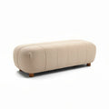 Banquette en tissu beige odorat 120 x 45 x 40cm à pieds en bois