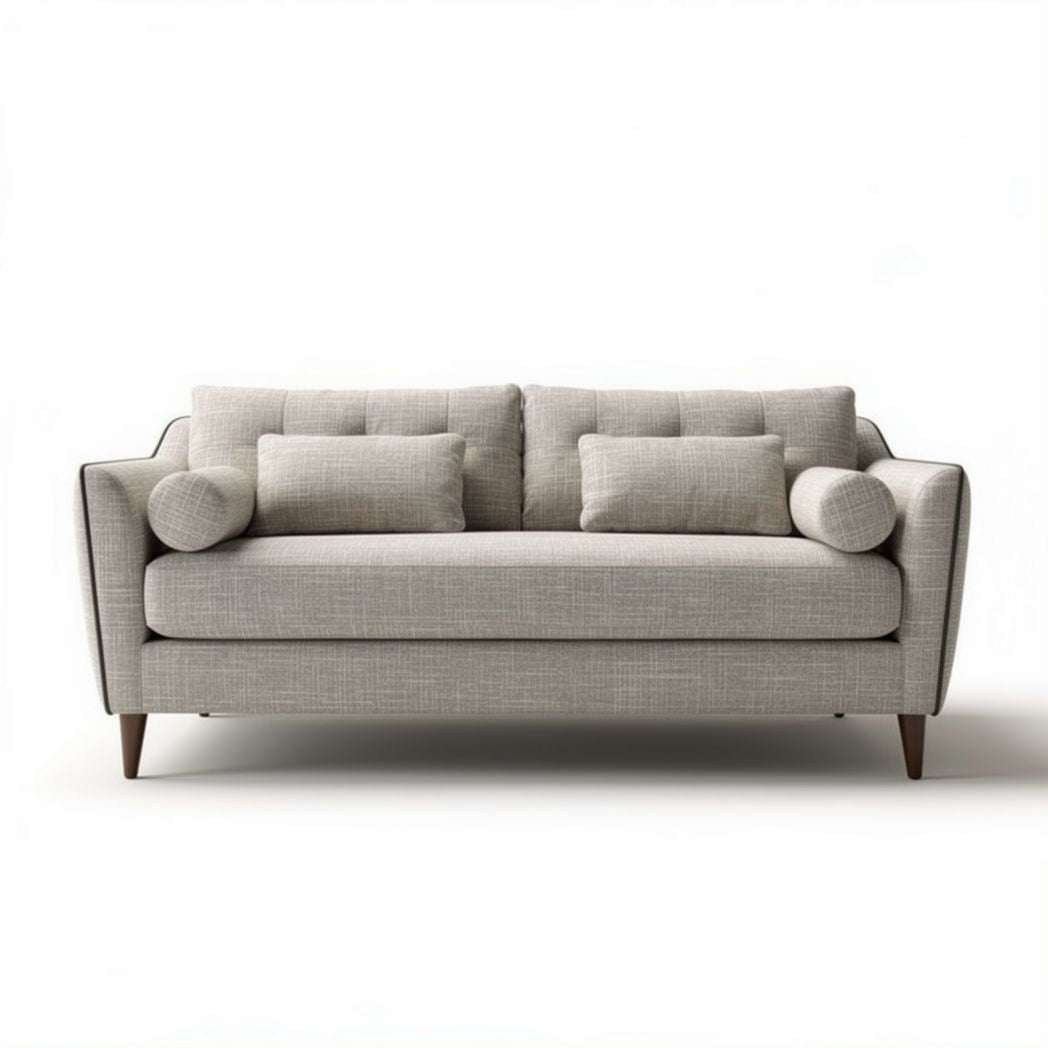 Canapé en tissu beige avec coussins latéraux dim 200 x 85 x 90 cm