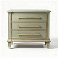 Commode en bois avec trois tiroirs de couleur verte et finitions dorées 45 x 60 x 40cm