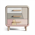 Table de chevet en bois multicolore avec trois tiroirs 50 x 40 x 45cm